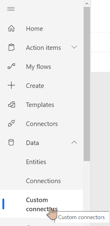 Power Automate menu with custom connectors chosen