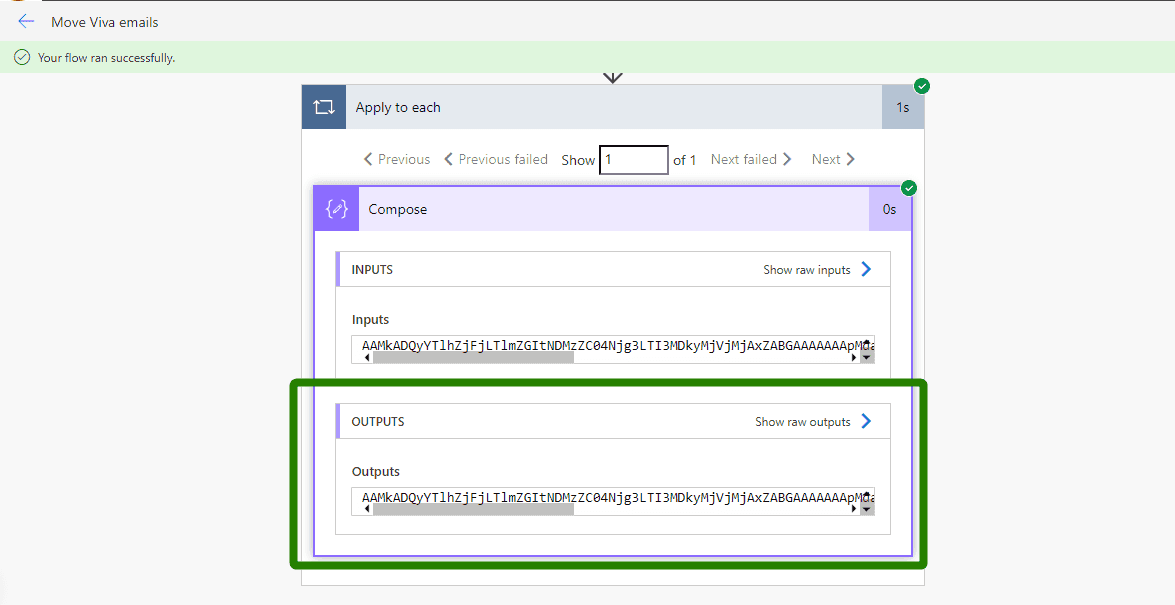 Output from Compose action